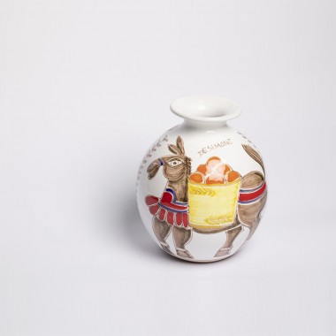 Round Cachepot Folk Donkey VS507FK-AS Round Cachepot Folk Donkey VS507FK-AS